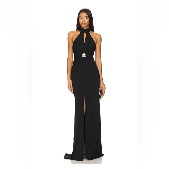 Cinq à Sept Sandry Crystal Halterneck Gown Black Size 6 NWT Formal Evening Dress - Picture 2 of 12
